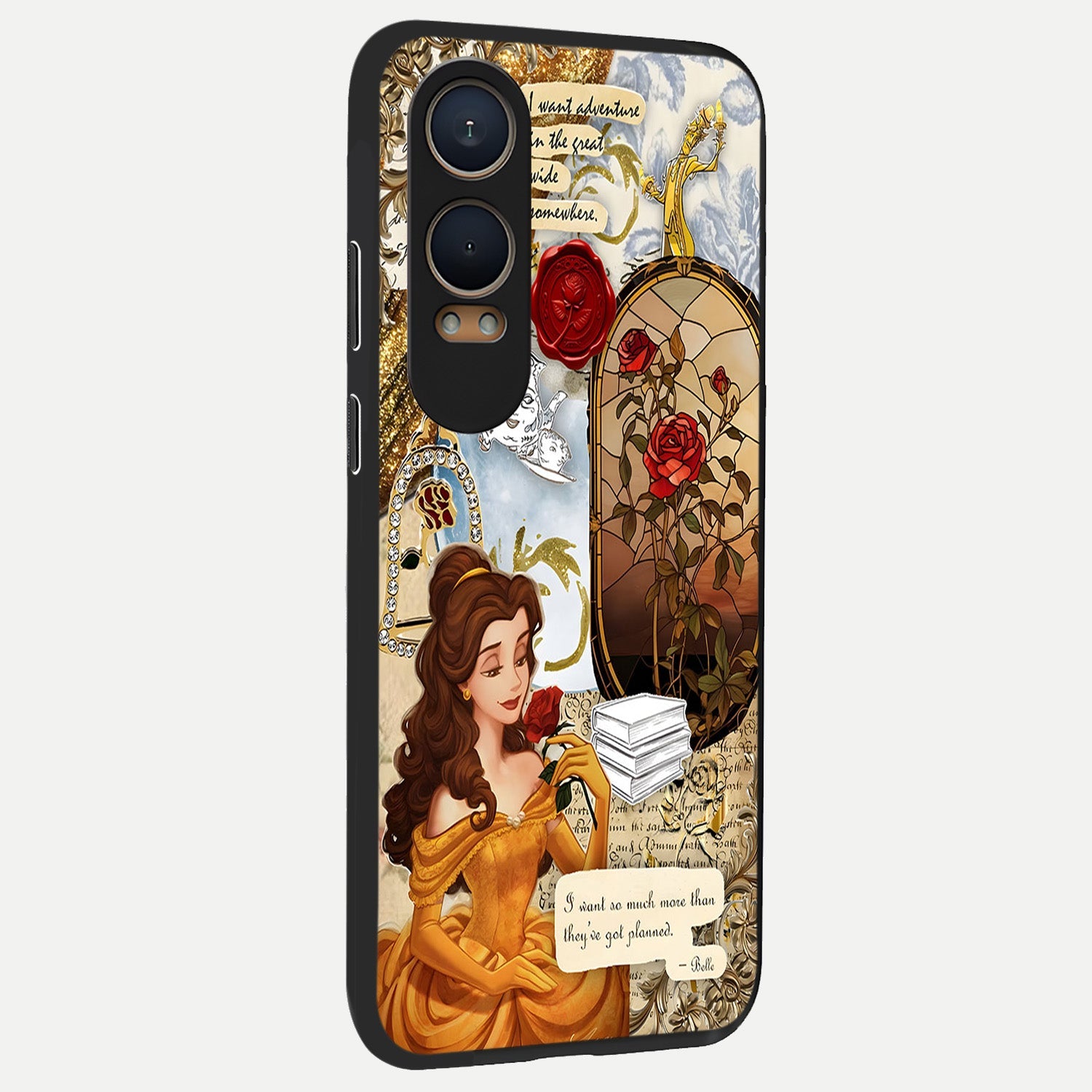  Golden Dream Belle back cover For Oneplus Nord CE4 Lite slim fit glass case with vibrant aesthetic design
