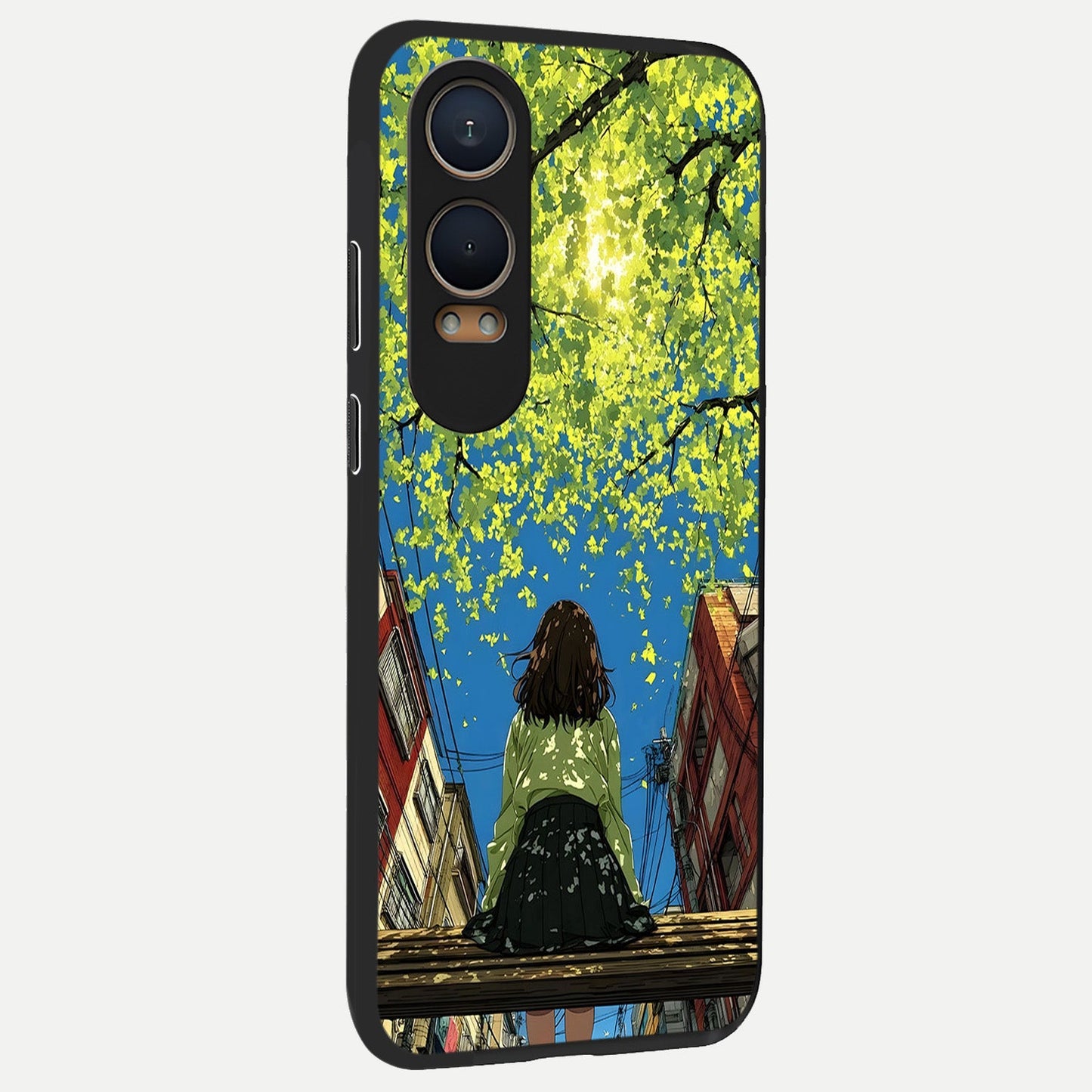  Golden Leaves Glow back cover For Oneplus Nord CE4 Lite slim fit glass case with vibrant aesthetic design