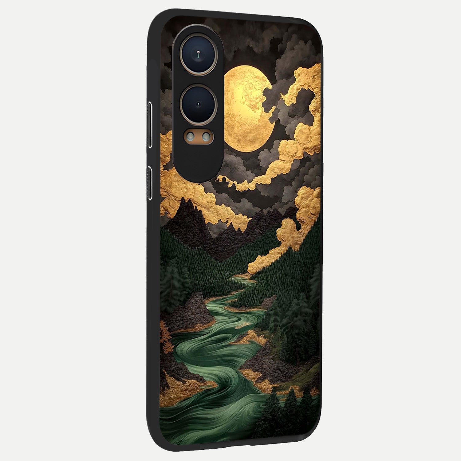  Golden River Moon back cover For Oneplus Nord CE4 Lite slim fit glass case with vibrant aesthetic design