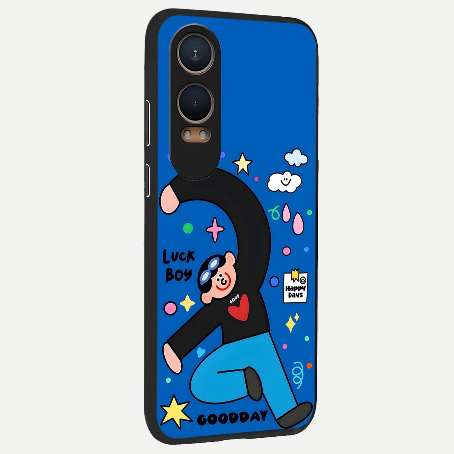  Happy Luck Vibe back cover For Oneplus Nord CE4 Lite slim fit glass case with vibrant aesthetic design