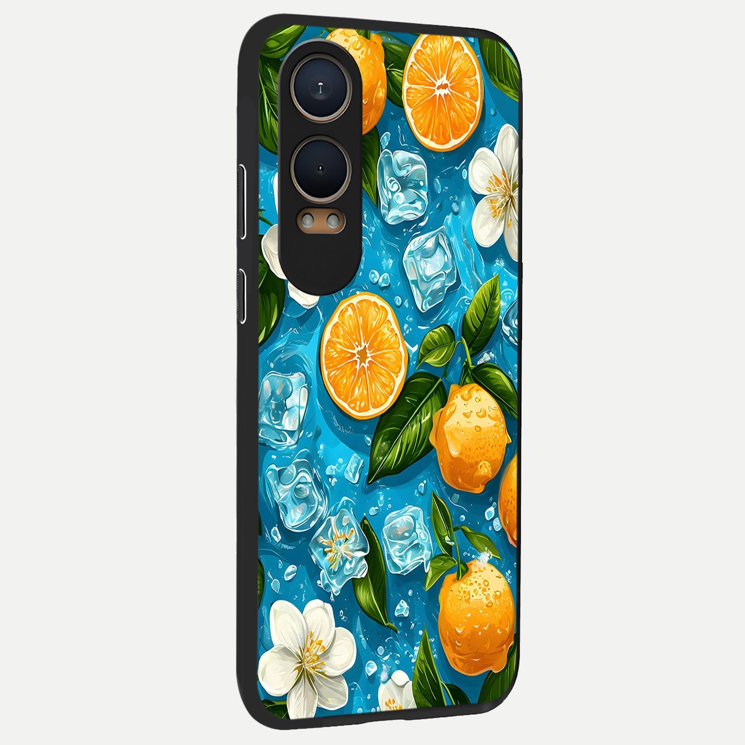  Ice Cube With Orange back cover For Oneplus Nord CE4 Lite slim fit glass case with vibrant aesthetic design