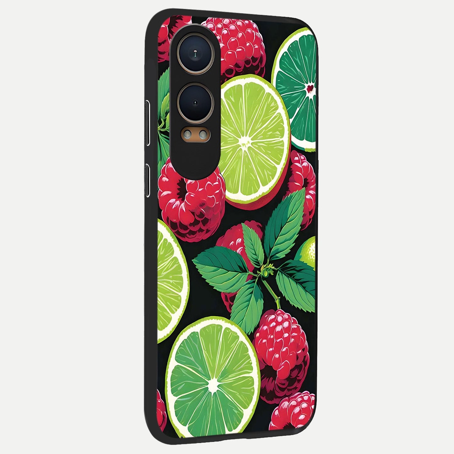  Lime and Raspberry Pattern back cover For Oneplus Nord CE4 Lite slim fit glass case with vibrant aesthetic design