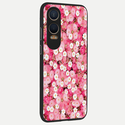  Pink Daisy Bliss back cover For Oneplus Nord CE4 Lite slim fit glass case with vibrant aesthetic design