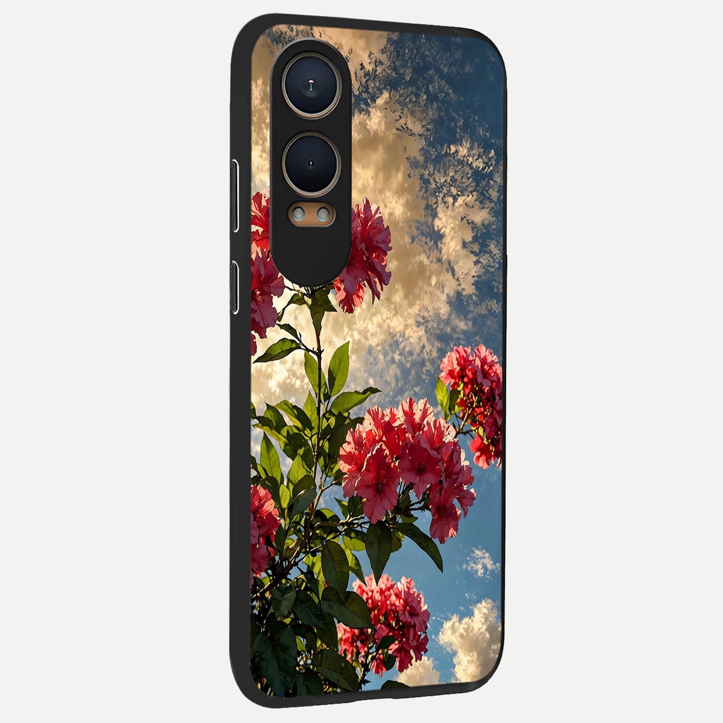  Red Bloom Skies back cover For Oneplus Nord CE4 Lite slim fit glass case with vibrant aesthetic design