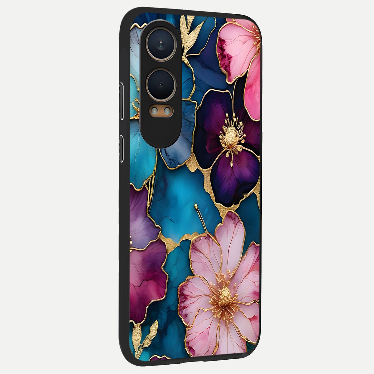  Sparkle Floral back cover For Oneplus Nord CE4 Lite slim fit glass case with vibrant aesthetic design