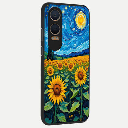  Starry Sunflower Dreams back cover For Oneplus Nord CE4 Lite slim fit glass case with vibrant aesthetic design