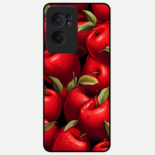  Apple Pattern Glass Case For Oneplus Nord CE2 back cover – full design glossy printed glass finish