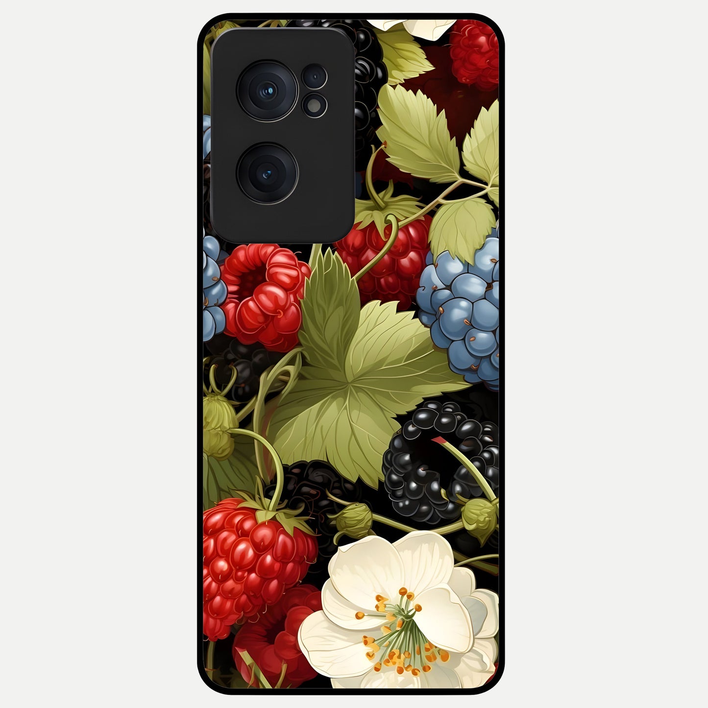  Berry Bloom Charm Glass Case For Oneplus Nord CE2 back cover – full design glossy printed glass finish