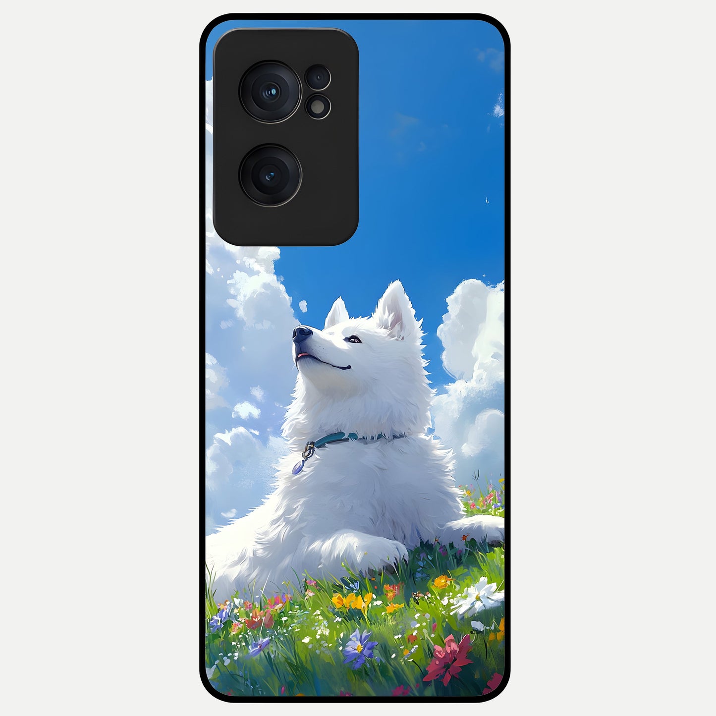  Blissful Cloud Pup Glass Case For Oneplus Nord CE2 back cover – full design glossy printed glass finish