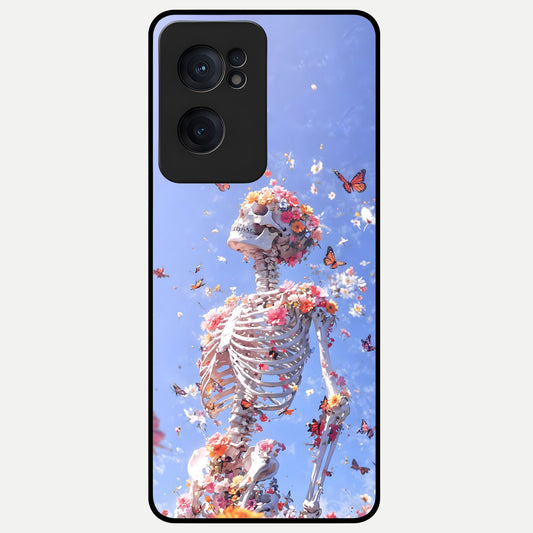  Bloom Beyond Bones Glass Case For Oneplus Nord CE2 back cover – full design glossy printed glass finish