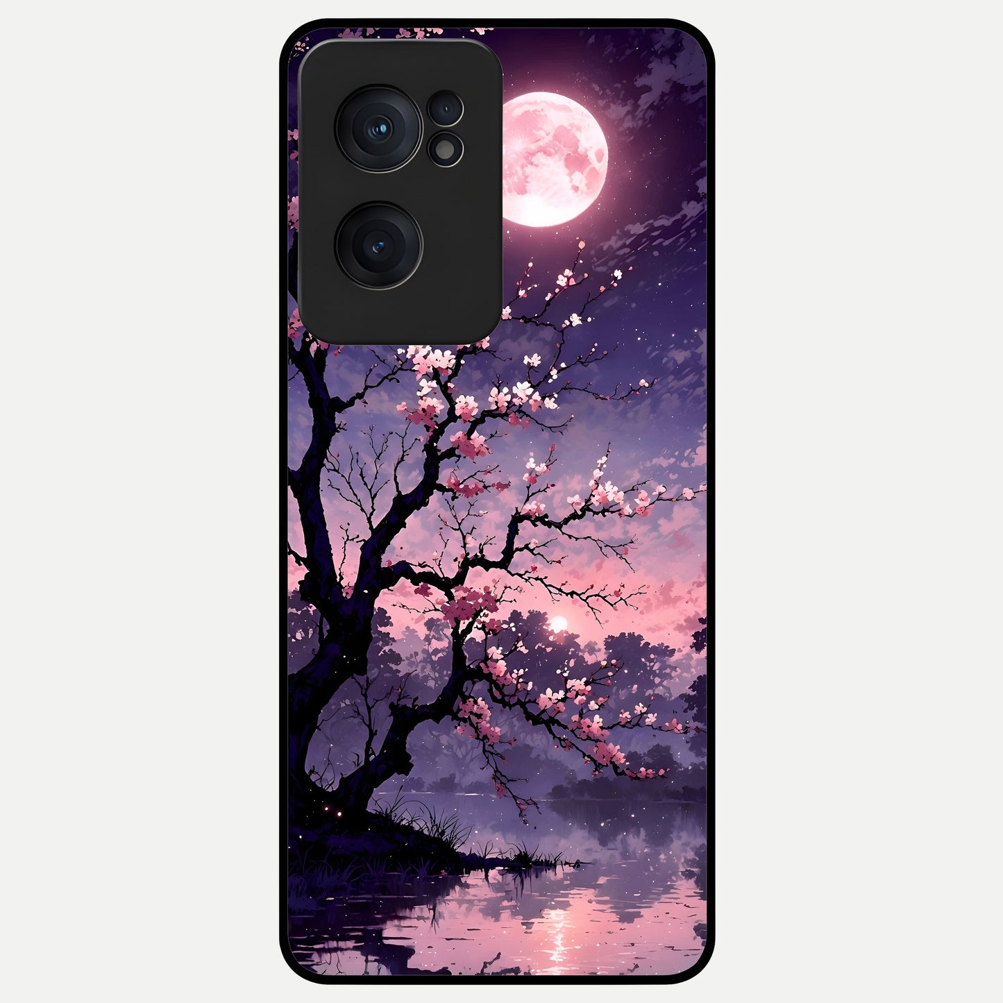  Blossom Pink Moon Glass Case For Oneplus Nord CE2 back cover – full design glossy printed glass finish