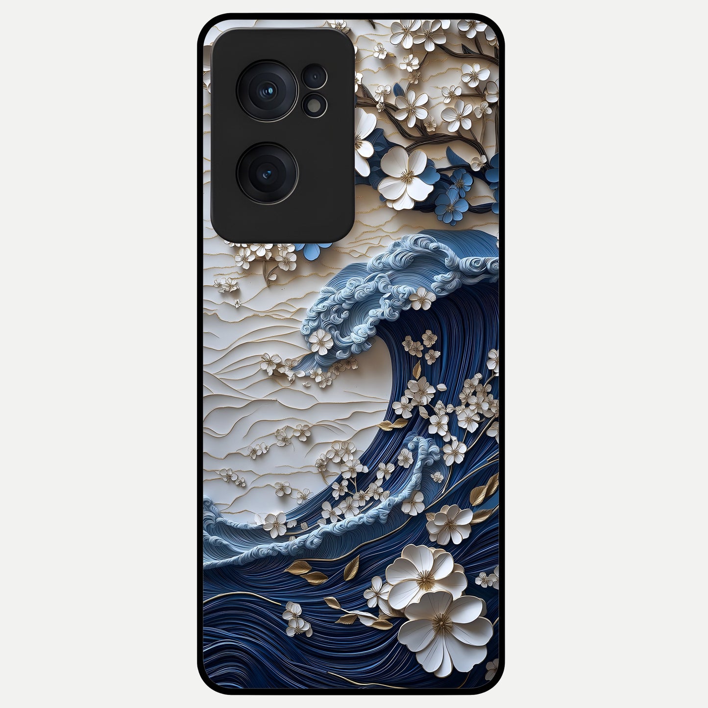  Blossom Wave Art Glass Case For Oneplus Nord CE2 back cover – full design glossy printed glass finish
