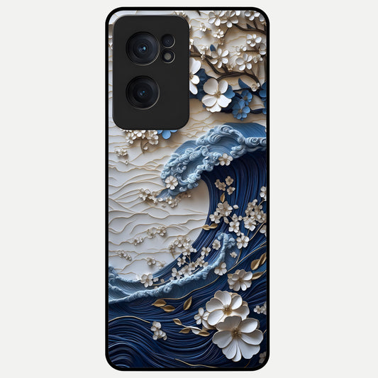  Blossom Wave Art Glass Case For Oneplus Nord CE2 back cover – full design glossy printed glass finish
