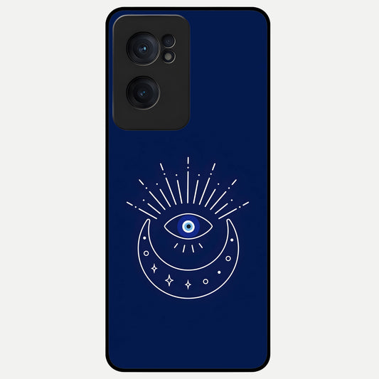  Blue Evil Eye Glass Case For Oneplus Nord CE2 back cover – full design glossy printed glass finish