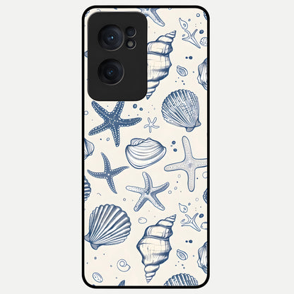  Blue Ocean Outline Glass Case For Oneplus Nord CE2 back cover – full design glossy printed glass finish