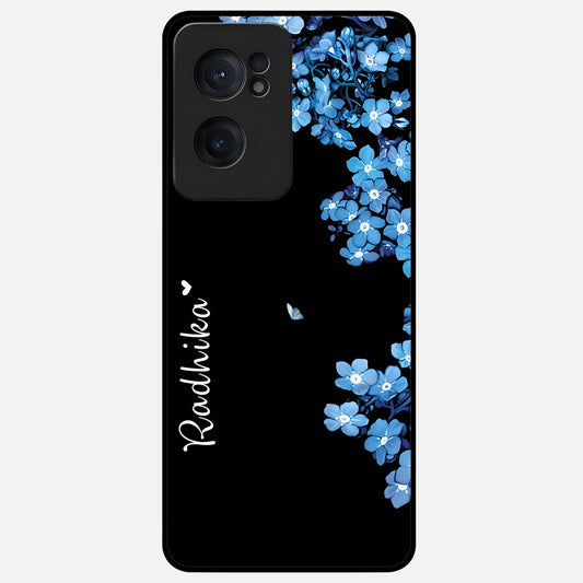  Blue Petal Dream Custom Name Glass Case For Oneplus Nord CE2 back cover – full design glossy printed glass finish