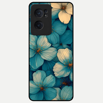  Blue Shade Floral Glass Case For Oneplus Nord CE2 back cover – full design glossy printed glass finish