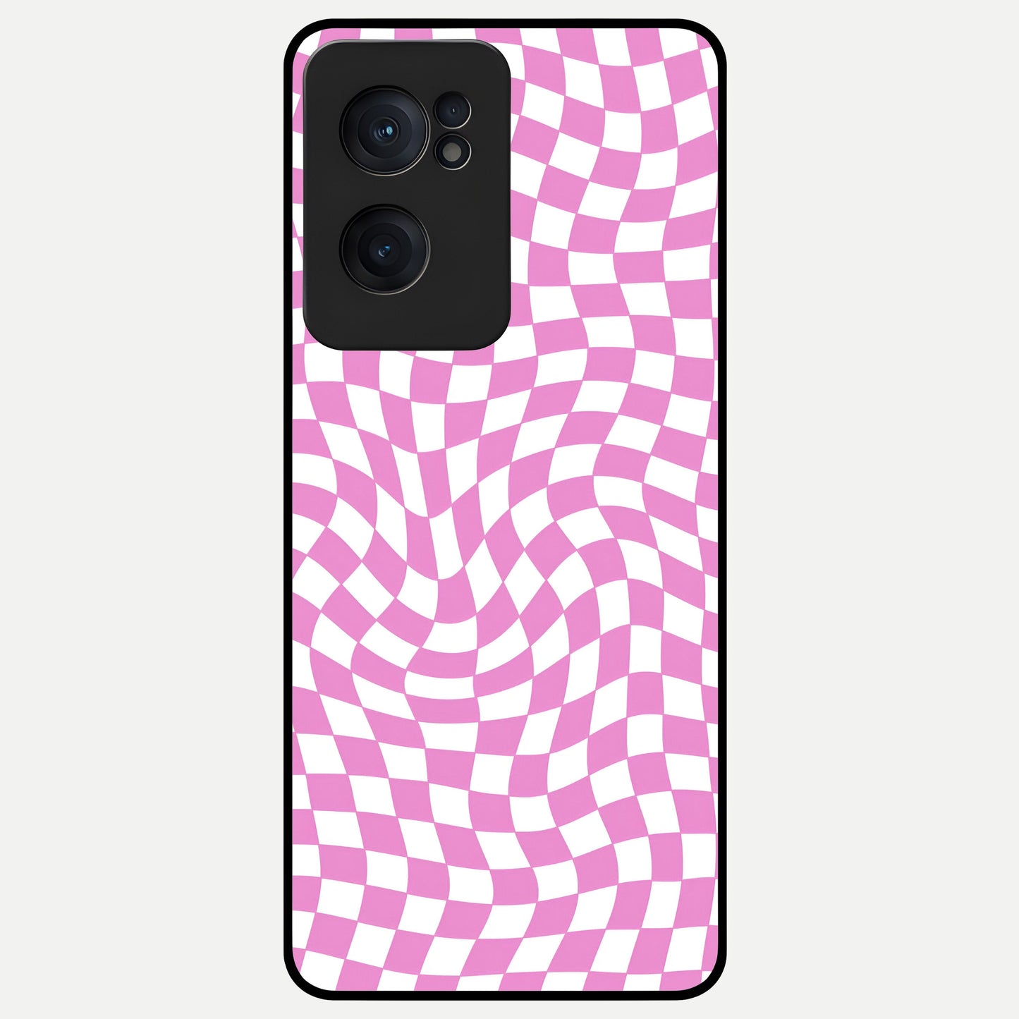  Bubblegum Check Wave Glass Case For Oneplus Nord CE2 back cover – full design glossy printed glass finish