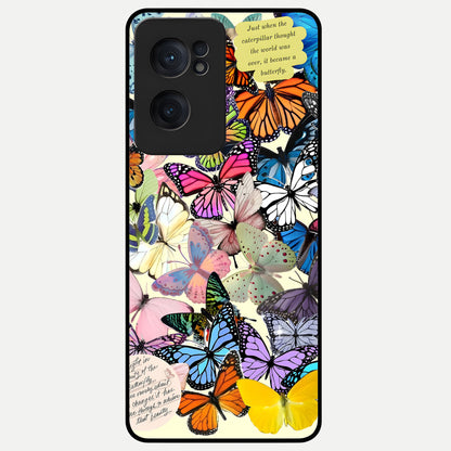  Butterflies Petal Dream Glass Case For Oneplus Nord CE2 back cover – full design glossy printed glass finish