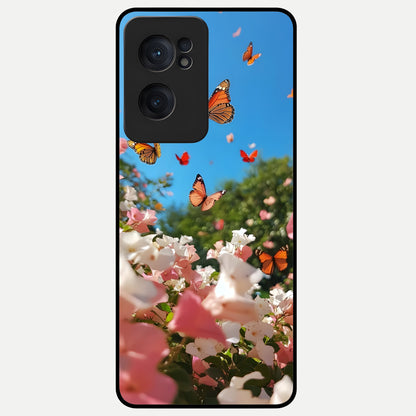  Butterflies In Bloom Sky Glass Case For Oneplus Nord CE2 back cover – full design glossy printed glass finish
