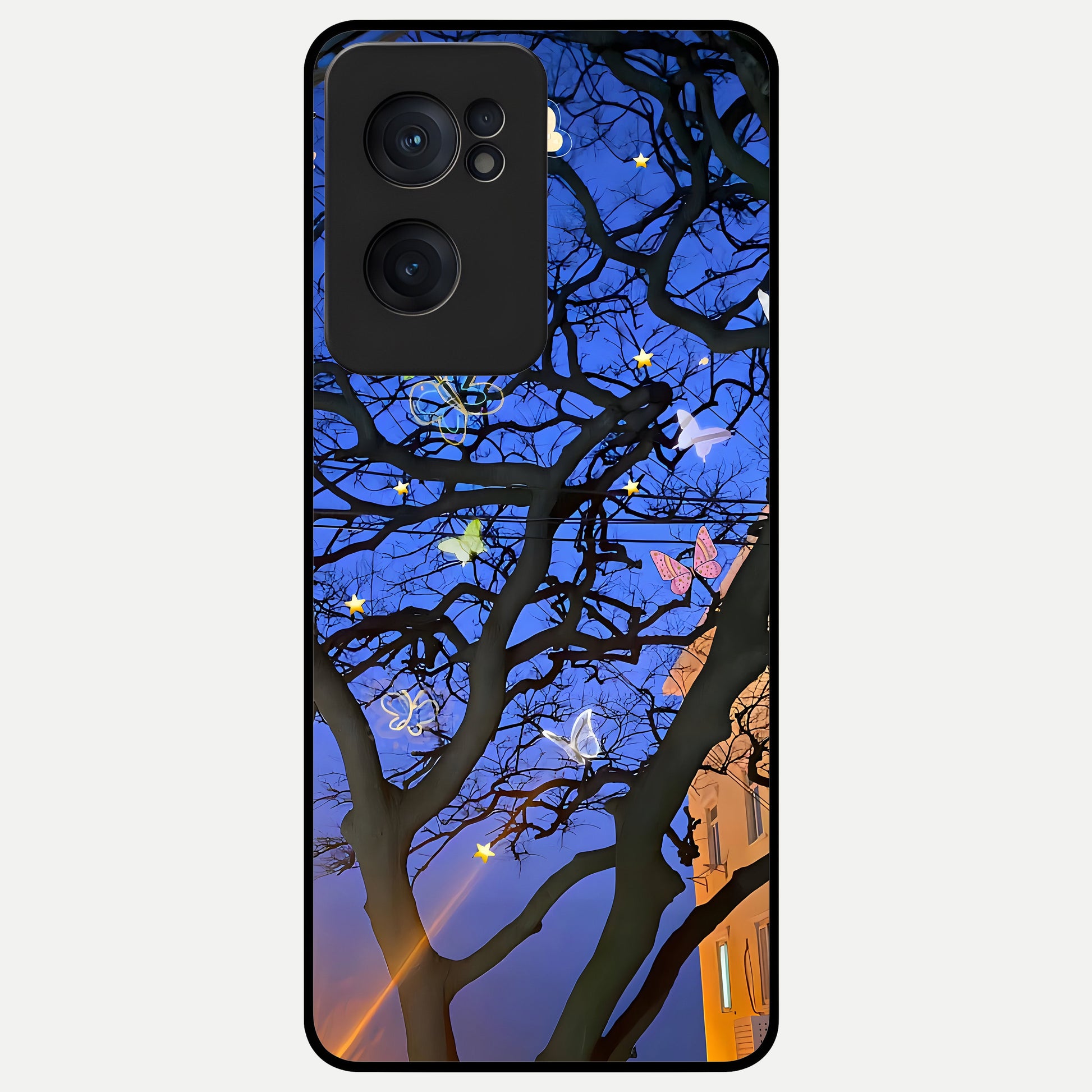  Butterfly Night Magic Glass Case For Oneplus Nord CE2 back cover – full design glossy printed glass finish