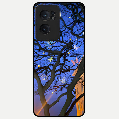  Butterfly Night Magic Glass Case For Oneplus Nord CE2 back cover – full design glossy printed glass finish
