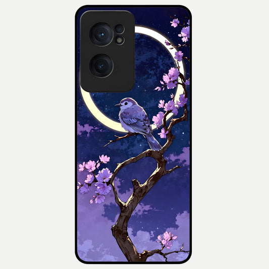  Celestial Bird Blossom Glass Case For Oneplus Nord CE2 back cover – full design glossy printed glass finish