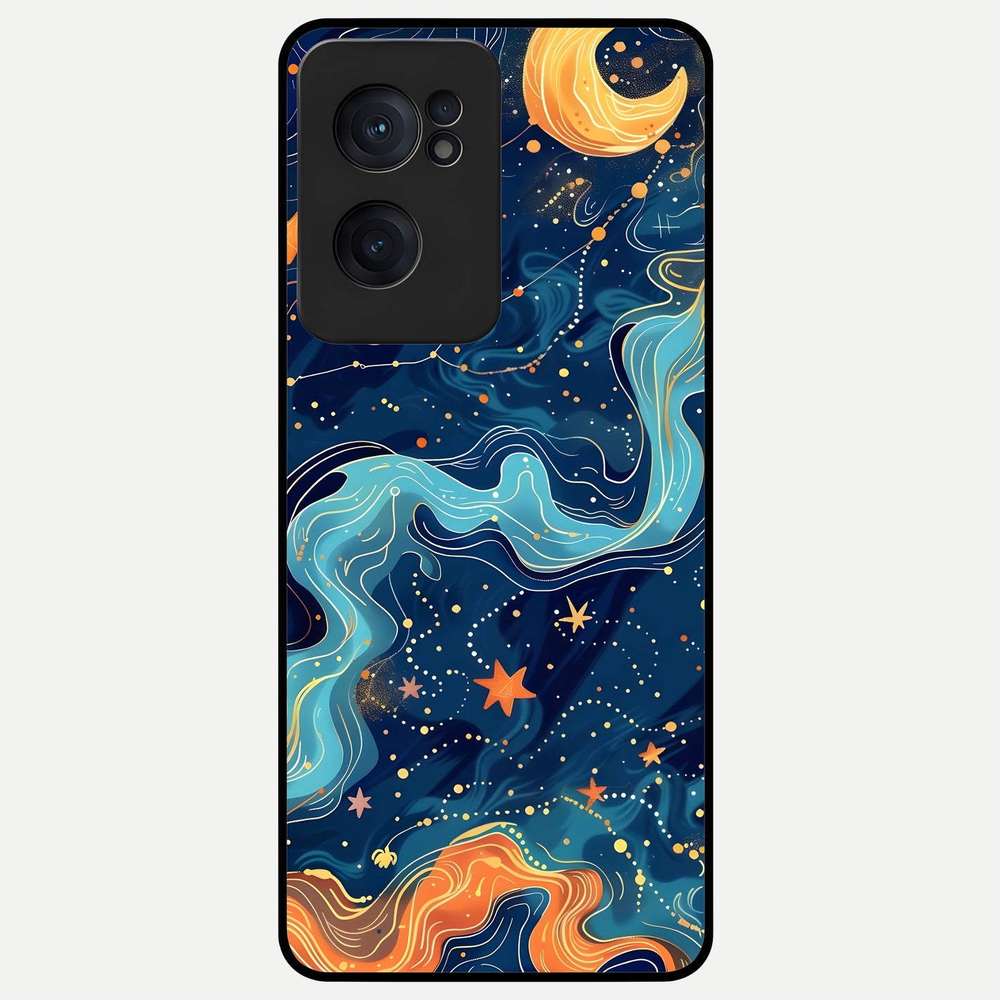  Celestial Dream Flow Glass Case For Oneplus Nord CE2 back cover – full design glossy printed glass finish