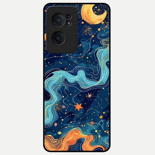  Celestial Dream Flow Glass Case For Oneplus Nord CE2 back cover – full design glossy printed glass finish