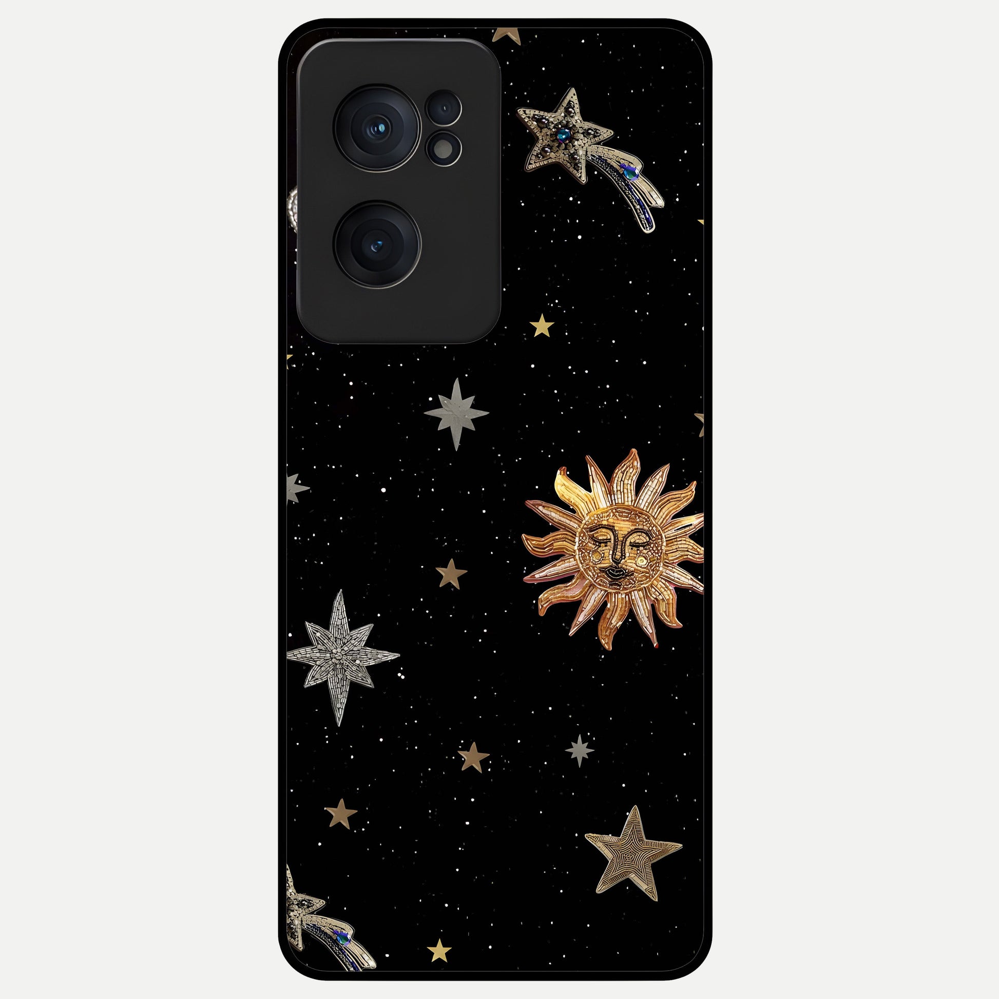  Celestial Moon With Stars Glass Case For Oneplus Nord CE2 back cover – full design glossy printed glass finish