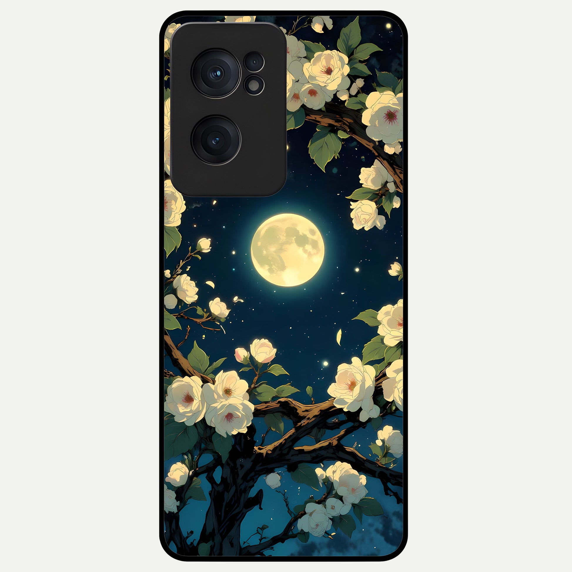  Celestial Moon And Flower Glass Case For Oneplus Nord CE2 back cover – full design glossy printed glass finish