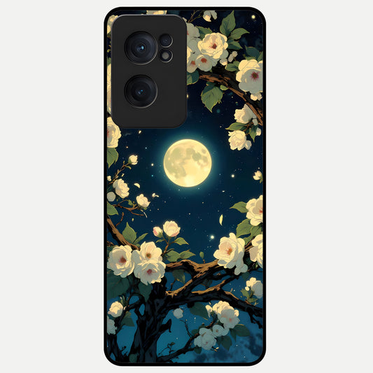  Celestial Moon And Flower Glass Case For Oneplus Nord CE2 back cover – full design glossy printed glass finish