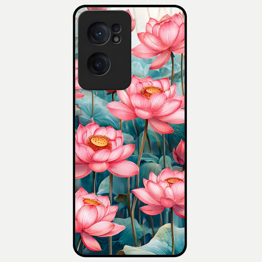  Celestial Pink Lotus Glass Case For Oneplus Nord CE2 back cover – full design glossy printed glass finish