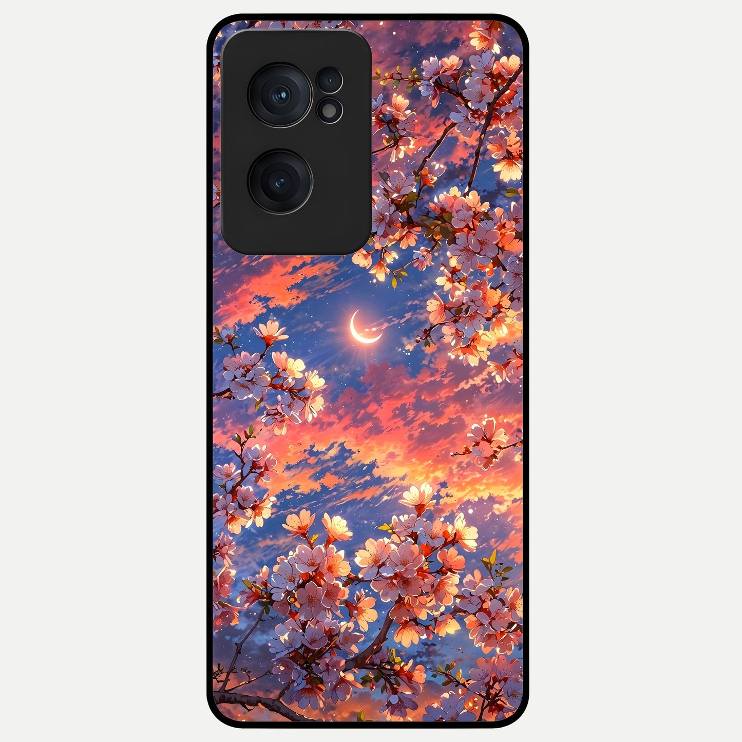  Celestial Sakura Sunset Glass Case For Oneplus Nord CE2 back cover – full design glossy printed glass finish