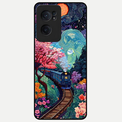  Celestial Train Journey Glass Case For Oneplus Nord CE2 back cover – full design glossy printed glass finish