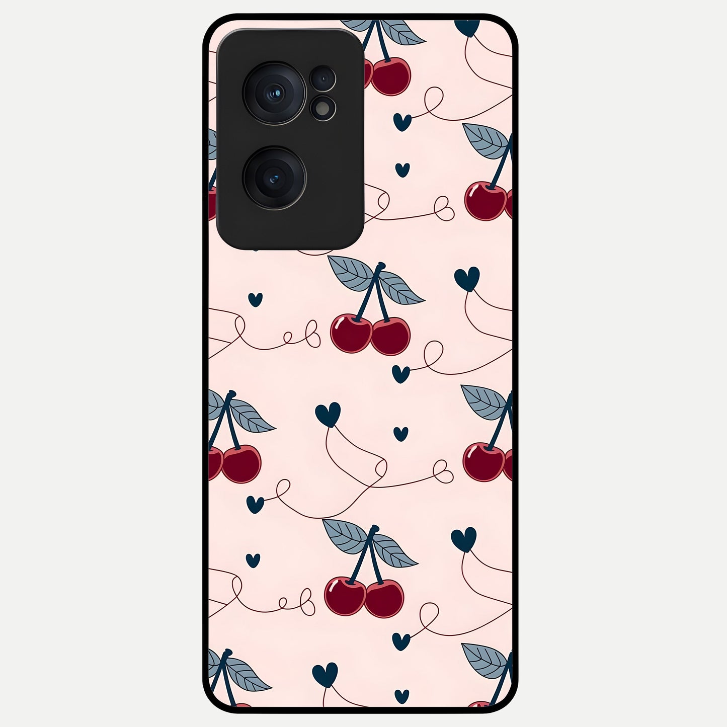  Cherry Heart Line Glass Case For Oneplus Nord CE2 back cover – full design glossy printed glass finish
