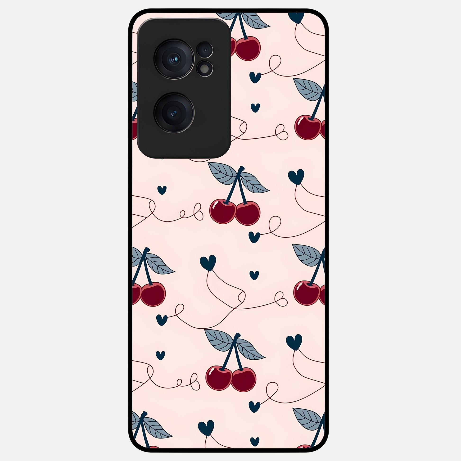  Cherry Heart Line Glass Case For Oneplus Nord CE2 back cover – full design glossy printed glass finish