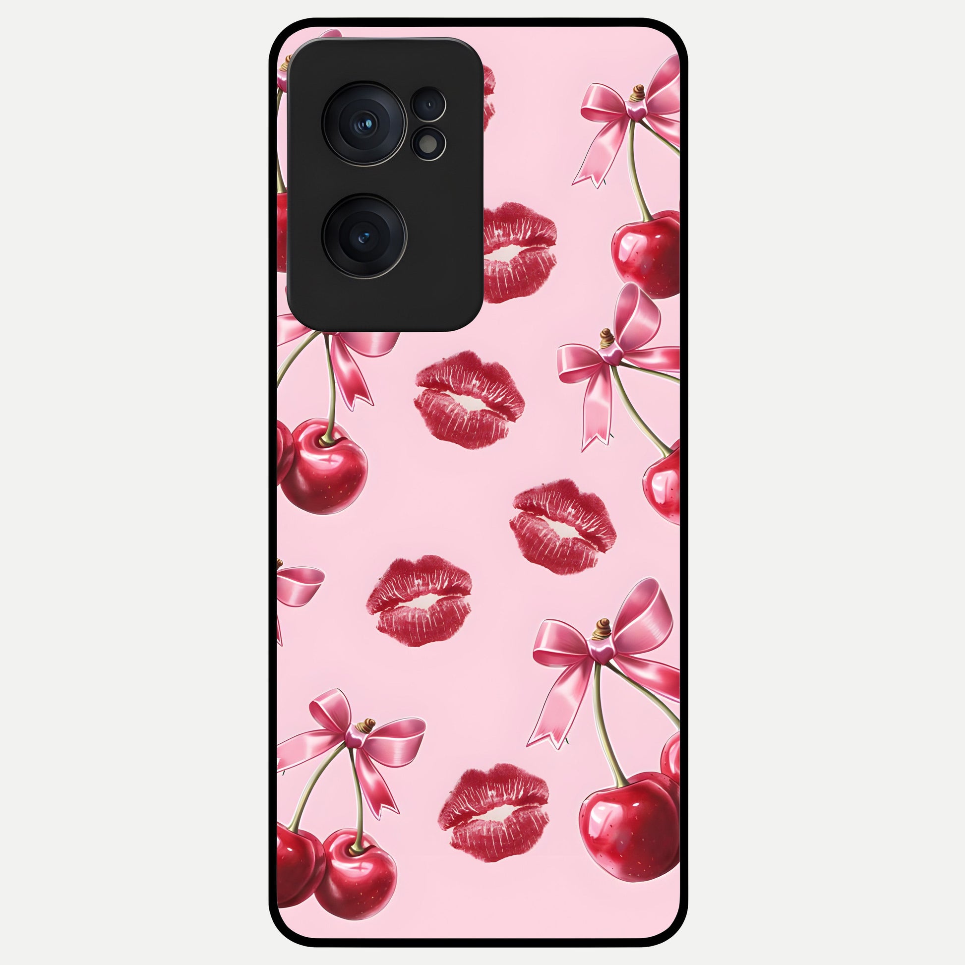  Cherry With Lips Glass Case For Oneplus Nord CE2 back cover – full design glossy printed glass finish
