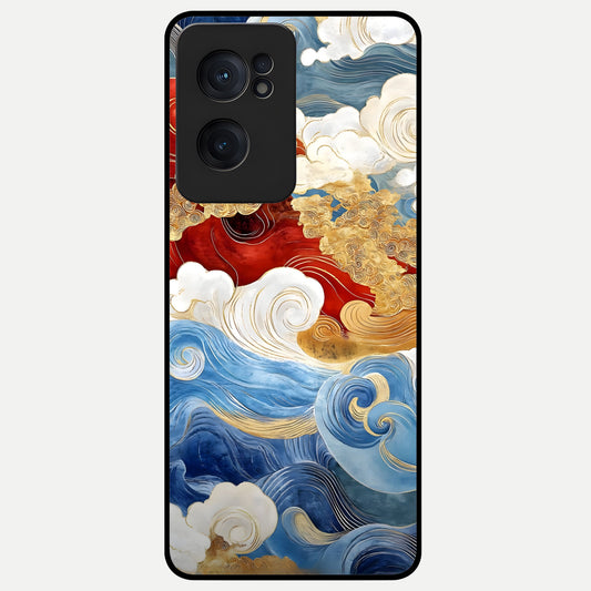  Colored Waves Glass Case For Oneplus Nord CE2 back cover – full design glossy printed glass finish