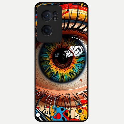  Colorful Eye Glass Case For Oneplus Nord CE2 back cover – full design glossy printed glass finish