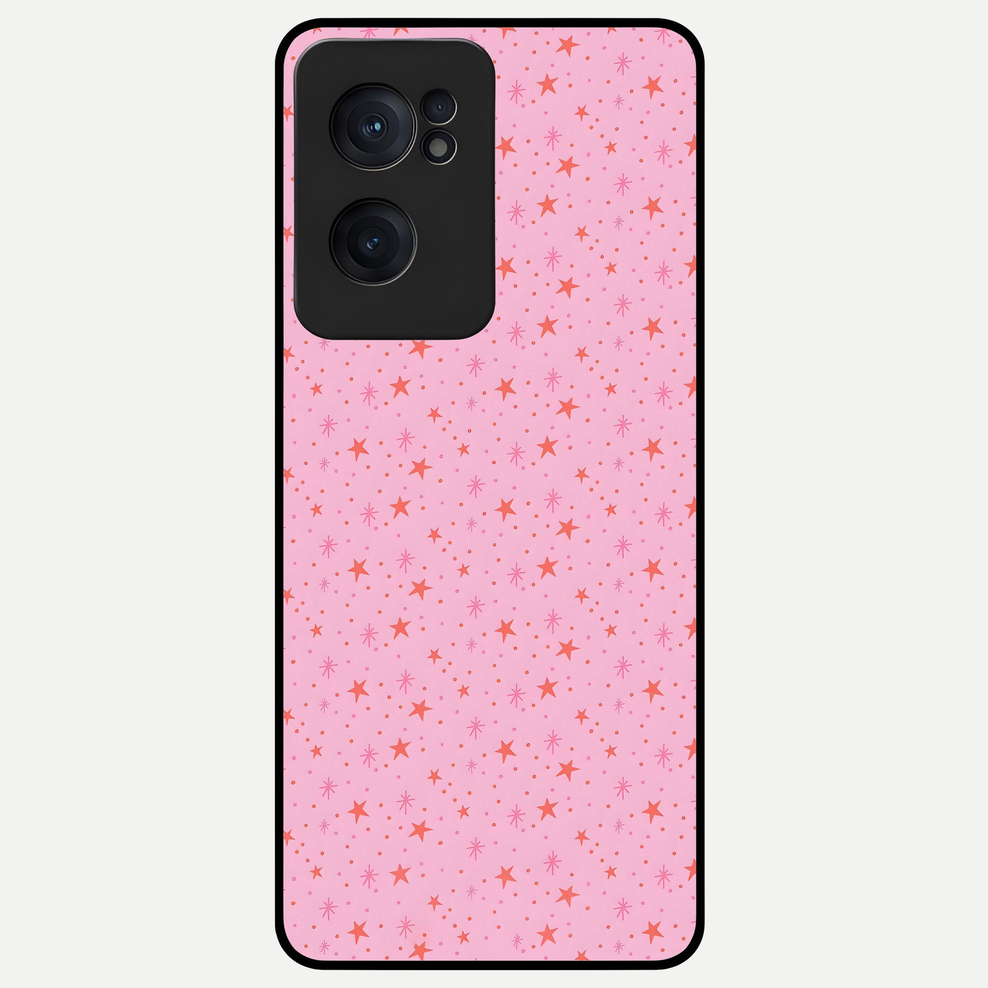  Cosmic Pink Sparkle Glass Case For Oneplus Nord CE2 back cover – full design glossy printed glass finish