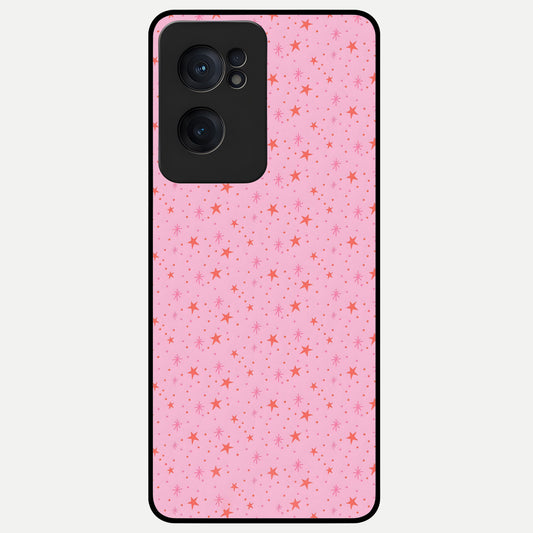  Cosmic Pink Sparkle Glass Case For Oneplus Nord CE2 back cover – full design glossy printed glass finish
