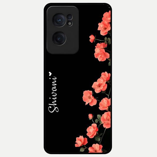  Crimson Bloom Grace Custom Name Glass Case For Oneplus Nord CE2 back cover – full design glossy printed glass finish