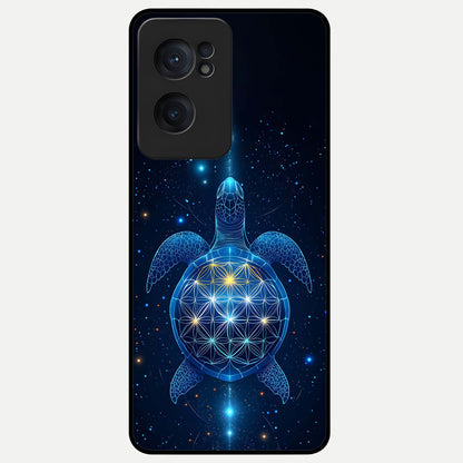  Crimson Blue Turtle Glass Case For Oneplus Nord CE2 back cover – full design glossy printed glass finish