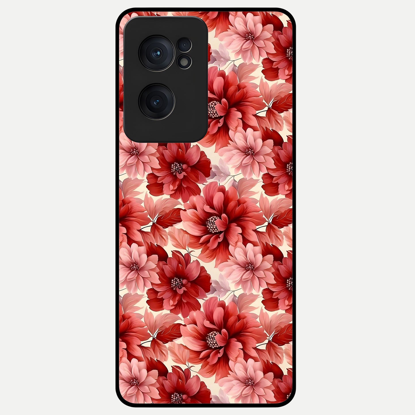  Crimson Love Petals Glass Case For Oneplus Nord CE2 back cover – full design glossy printed glass finish