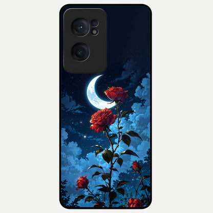  Crimson Rose Moon Glass Case For Oneplus Nord CE2 back cover – full design glossy printed glass finish