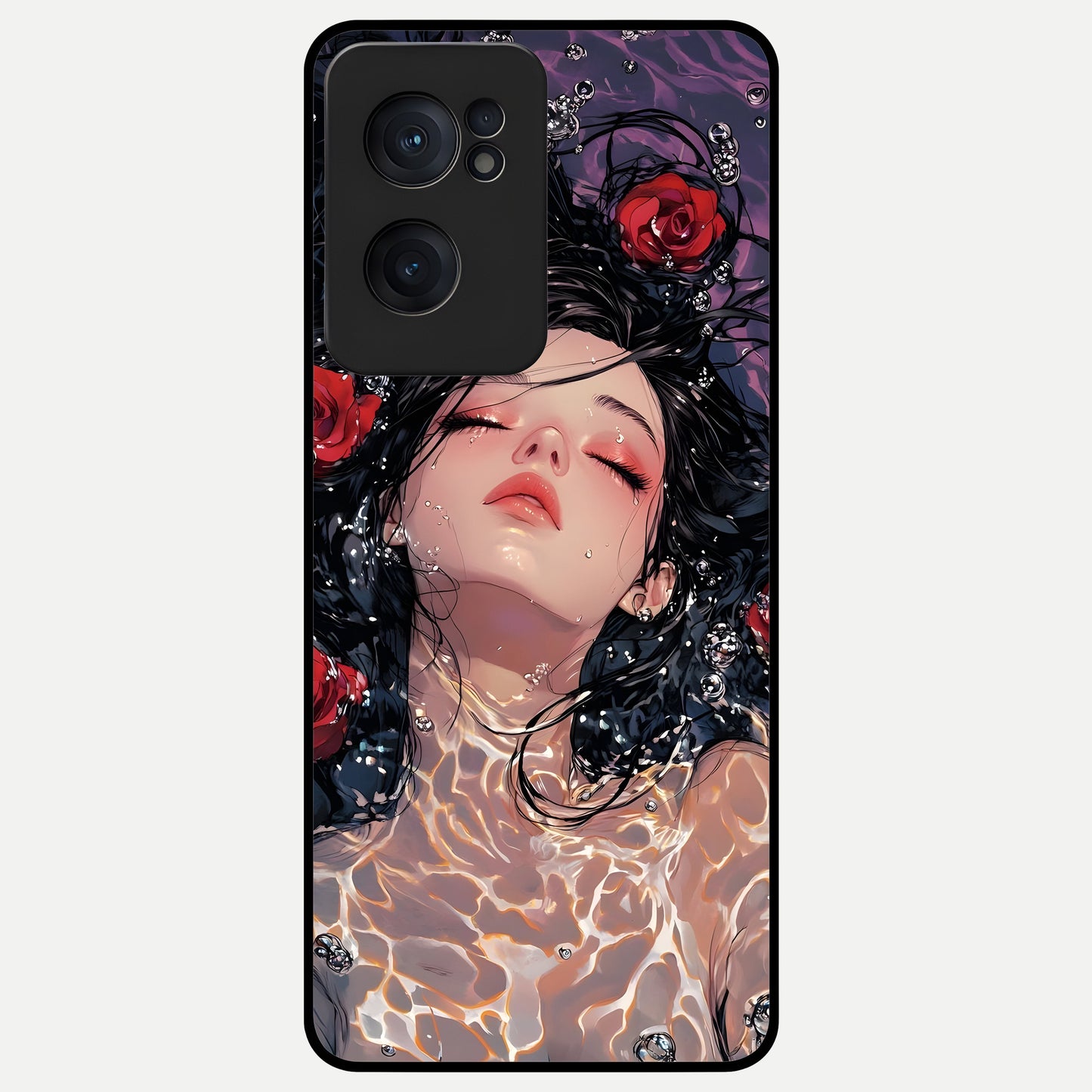  Crimson Rose Serenity Glass Case For Oneplus Nord CE2 back cover – full design glossy printed glass finish