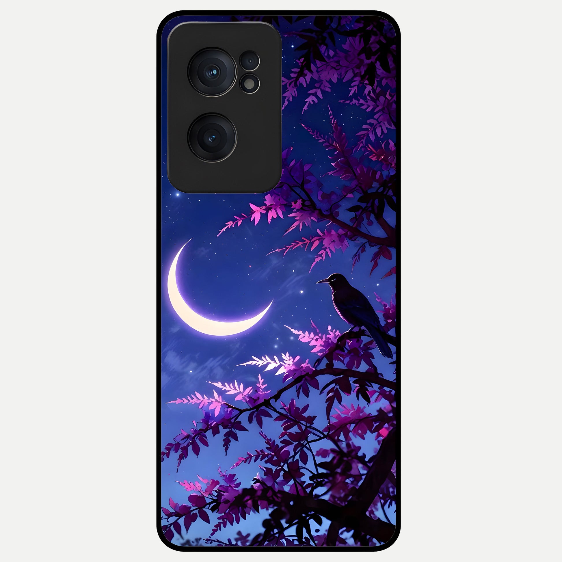  Crow And Moon Scenery Glass Case For Oneplus Nord CE2 back cover – full design glossy printed glass finish