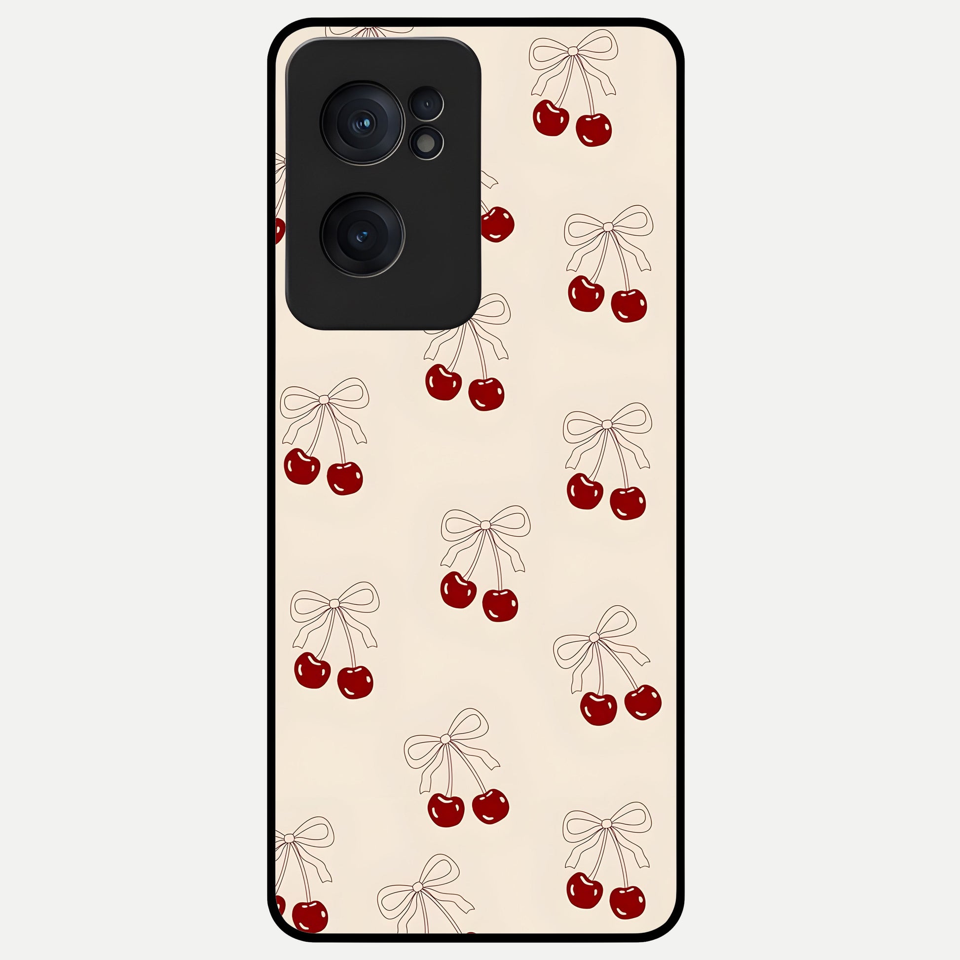  Cute Cherry Pattern Glass Case For Oneplus Nord CE2 back cover – full design glossy printed glass finish