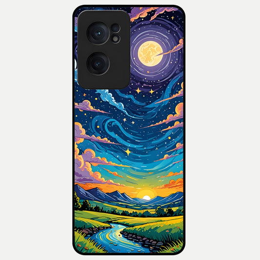  Dreamy Night Landscape Glass Case For Oneplus Nord CE2 back cover – full design glossy printed glass finish